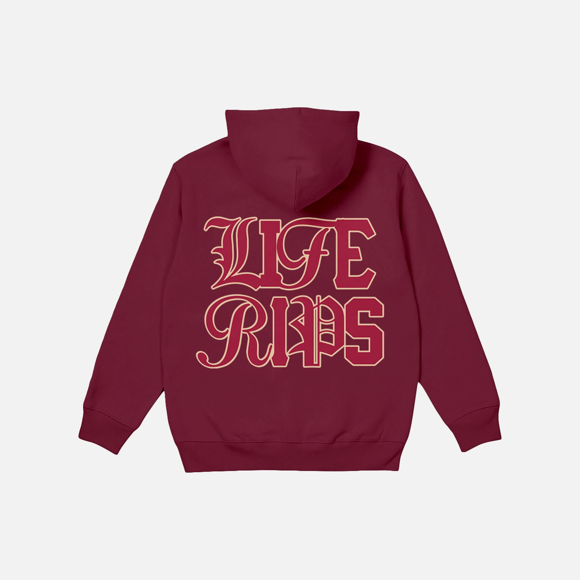 Life Rips Blvd Maroon Hoodie.Back