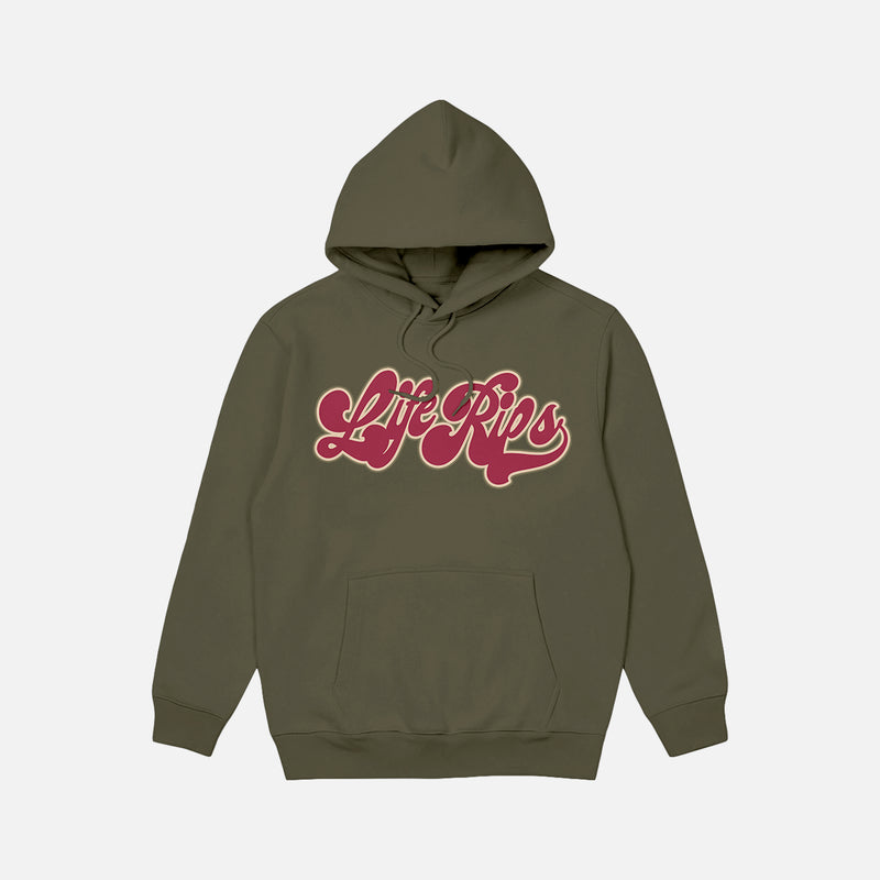 Life Rips Groovy Army Green Hoodie