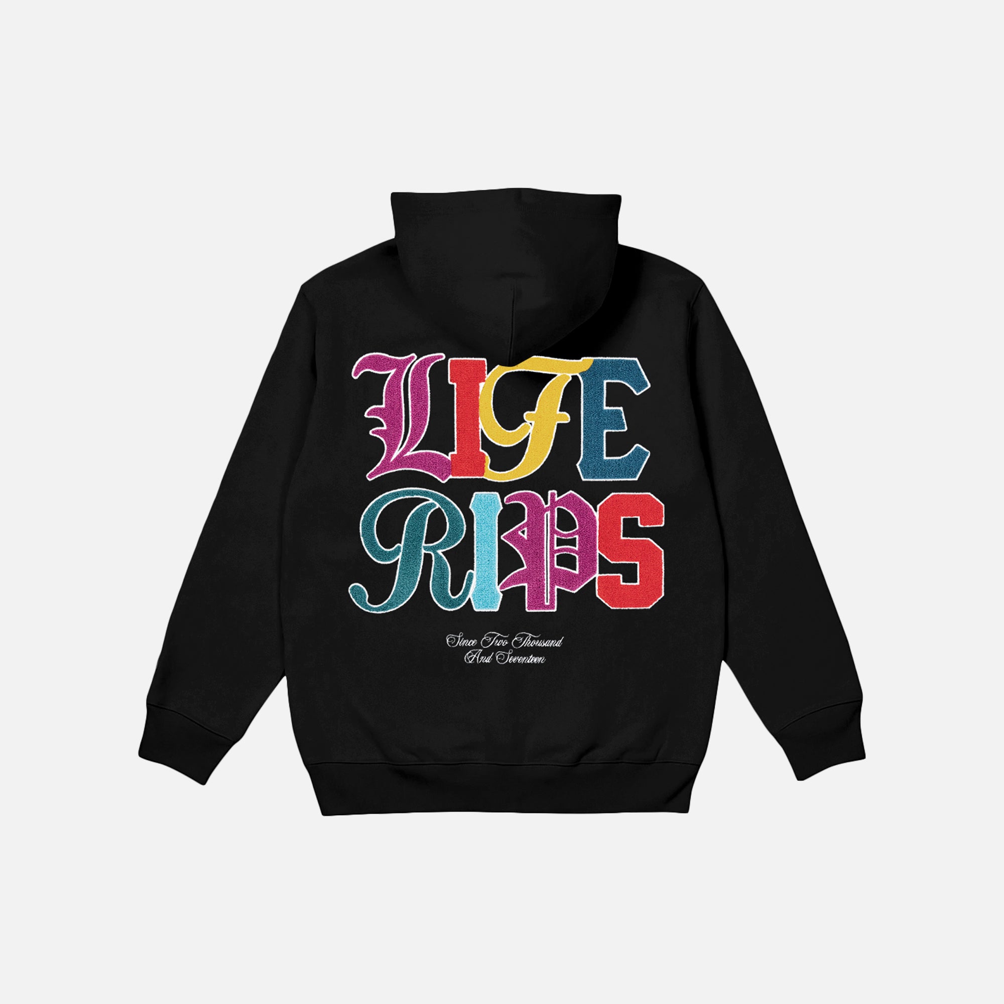 Life Rips Multicolor Chenille Patch Hoodie – The Chris D'Elia Store